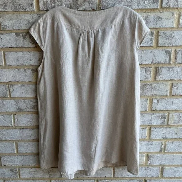 Match Point 100% Linen Sleeveless Square Neck Blouse Women's Size M. - Picture 2 of 7